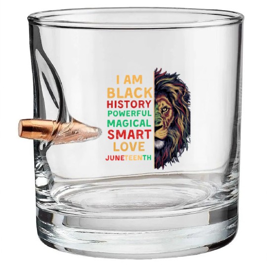 I'm black History powerful African Lion Juneteenth Bullet Whiskey Glasses