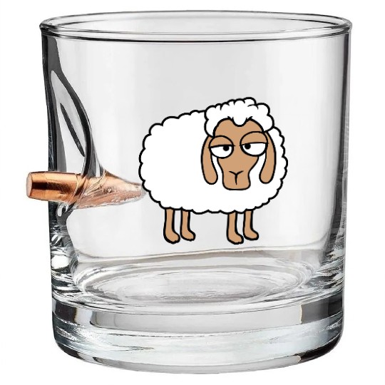 Sheep Tired Bored Look Little Sweet Lamb Bad Mood Bullet Whiskey Glasses
