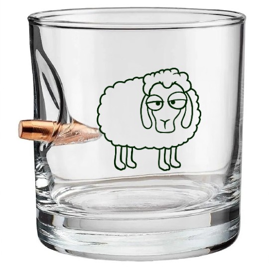 Sheep Tired Bored Look Little Sweet Lamb Bad Mood Bullet Whiskey Glasses