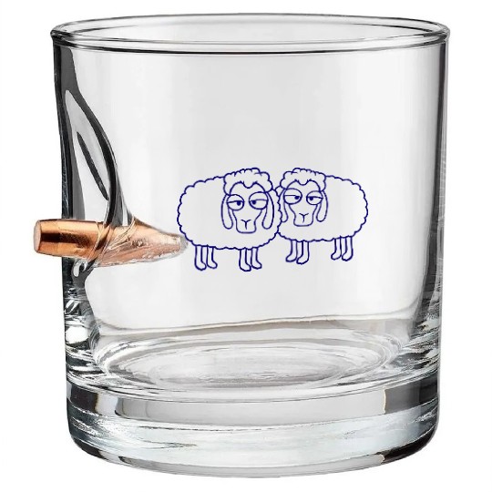 2 Sheep Tired Bored Look Team Sweet Crew Friends Bullet Whiskey Glasses