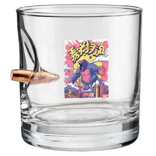 Kaiju Gorilla – Neon City Rampage Bullet Whiskey Glasses