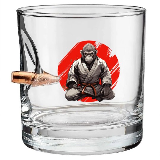 Karate Judo Monkey Chimpanzee Martial arts Bullet Whiskey Glasses