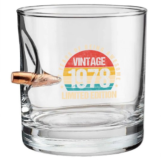Vintage 1978 Limited Edition 47th Birthday Gift Bullet Whiskey Glasses