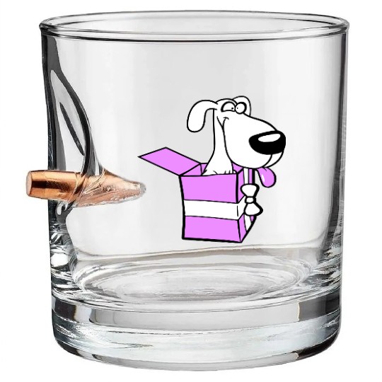 Dog Pet Gift Box Funny Crazy Surprise Fun Puppy Bullet Whiskey Glasses