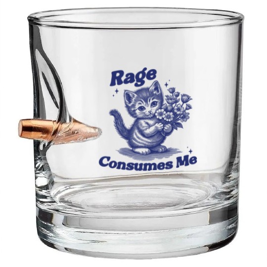 Rage Consumes Me Bullet Whiskey Glasses, Funny Mental Health Meme