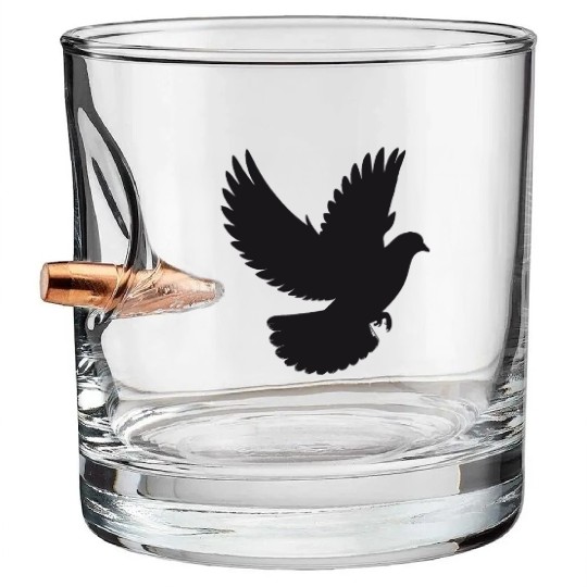 Peaceful Dove in Flight - Silhouette Style Bullet Whiskey Glasses