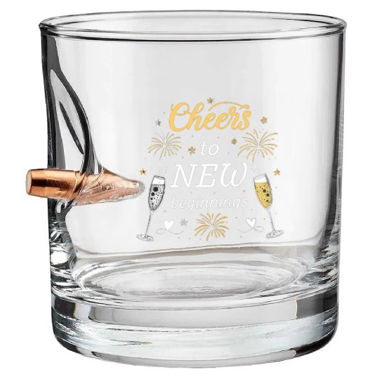 Cheers To New Beginings - Festive New Year's Eve Bullet Whiskey Glasses