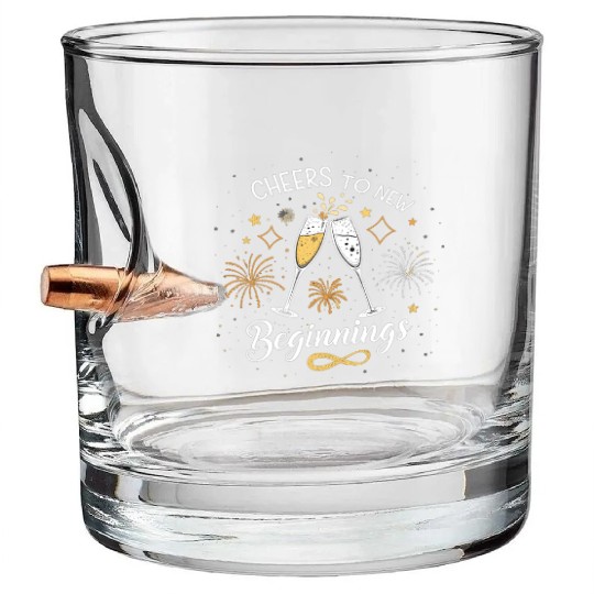 Cheers To New Beginings - Festive New Year's Eve Bullet Whiskey Glasses