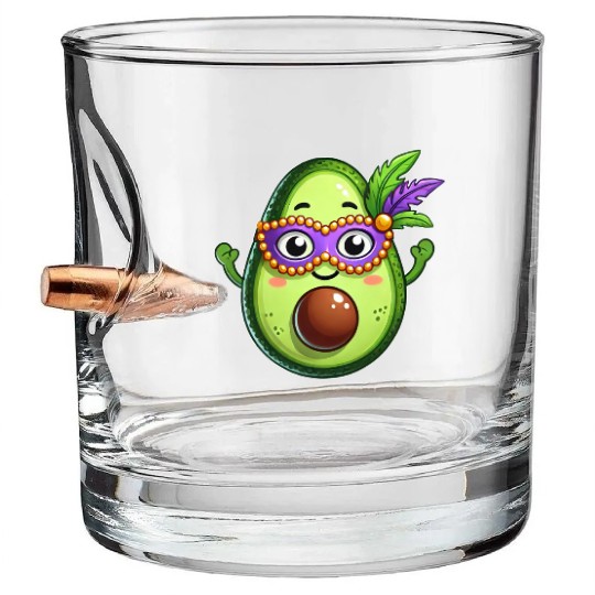 Mardi Gras Avocado Sweet Vegetarian Cartoon Bullet Whiskey Glasses