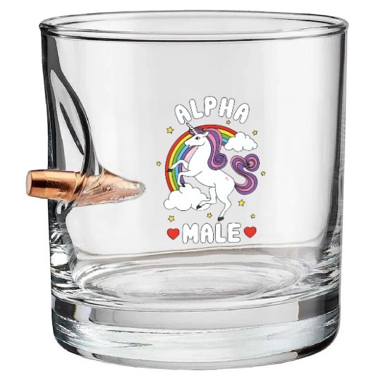 Alpha Male unicorn funny sarcastic ironic pink Bullet Whiskey Glasses