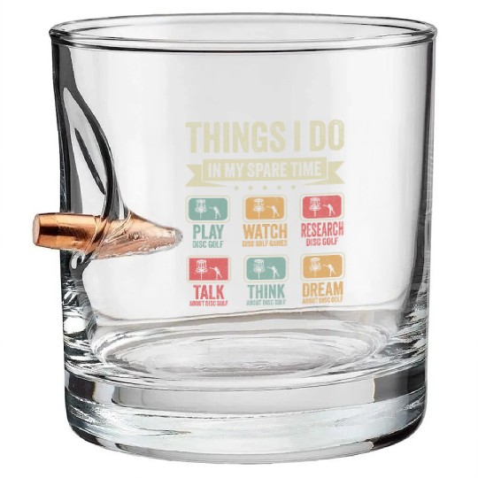 Disc Golf Lover Spare Time Activities Funny Gift Bullet Whiskey Glasses