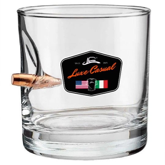 Luxe Casual Logo: Italian-American Elegance Bullet Whiskey Glasses