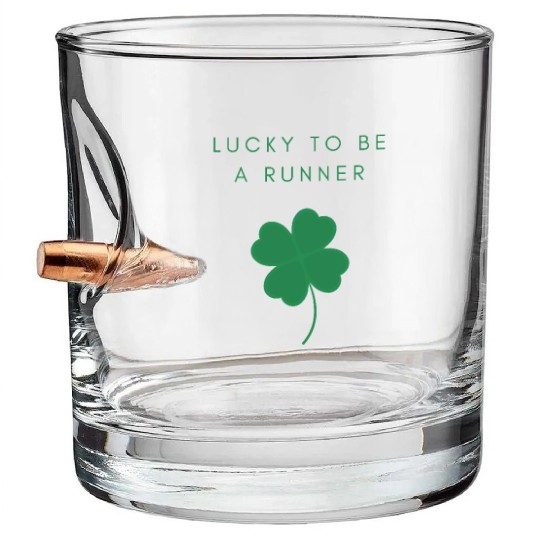 St. Patrick's Day Running, Lucky Runner Gift Bullet Whiskey Glasses