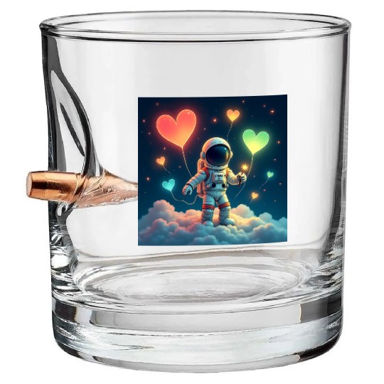Astronauts are full of love Bullet Whiskey Glasses
