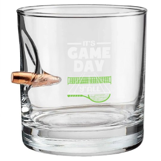 Tennis Game Day Y'all Vibes Bullet Whiskey Glasses