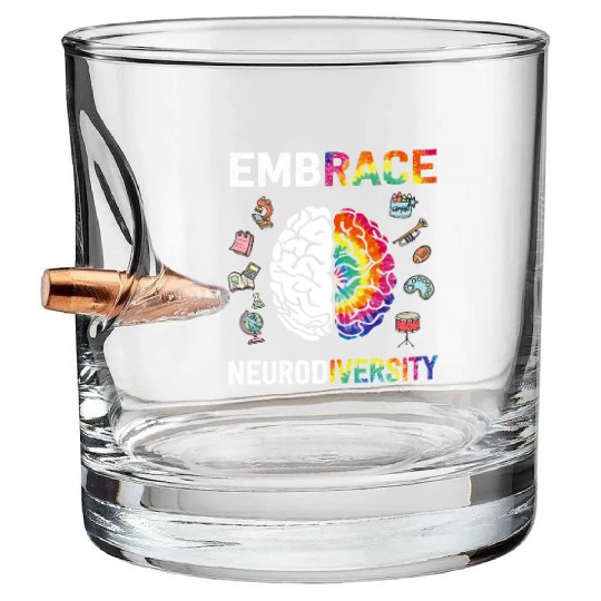 Embrace Neurodiversity Autism Awareness Bullet Whiskey Glasses