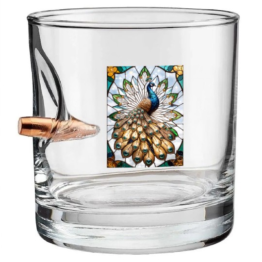 Stained Glass Peacock Bullet Whiskey Glasses