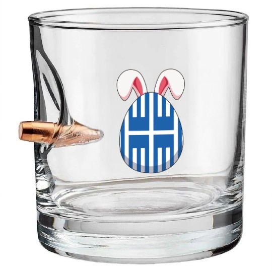 Bunny Rabbit Greece Flag Greek Flag Bullet Whiskey Glasses