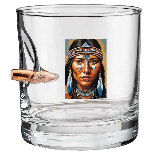 Native American woman Bullet Whiskey Glasses