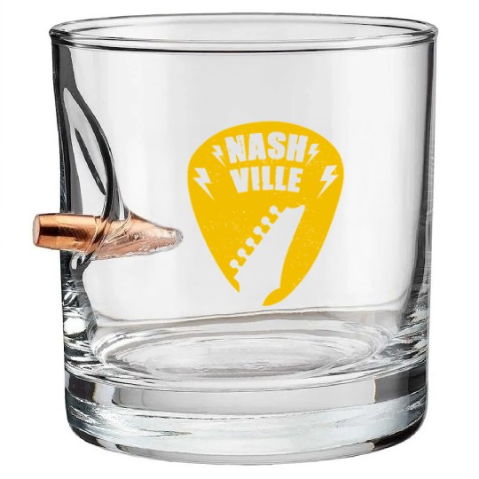 Nashville Music City Guitar Pick Bullet Whiskey Glasses
