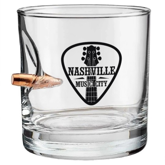 Nashville Music City Guitar Pick Bullet Whiskey Glasses