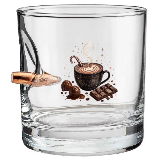 Cozy Hot Chocolate with Sweet Treats Bullet Whiskey Glasses