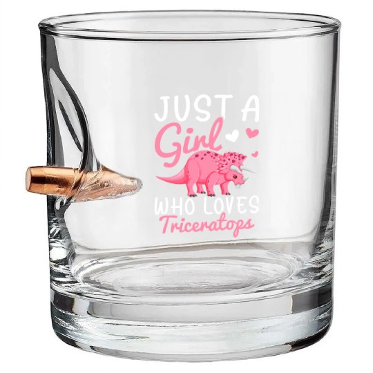 Girl Who Loves Triceratops Triceratops Lover Girl Bullet Whiskey Glasses