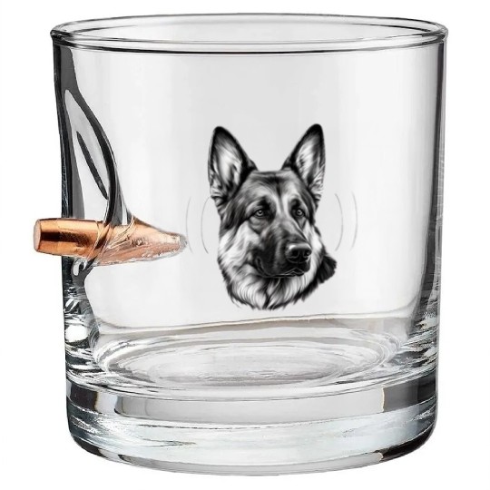 Black and White Style Head German Shepherd Face Bullet Whiskey Glasses