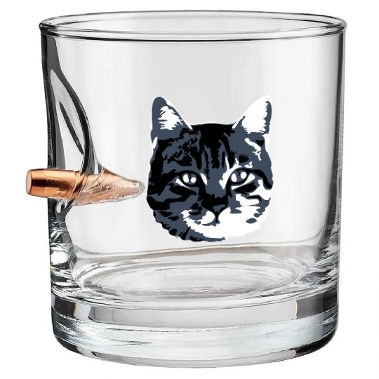 Cat Lover Realistic Pet Face Cute Cool Kitten Head Bullet Whiskey Glasses
