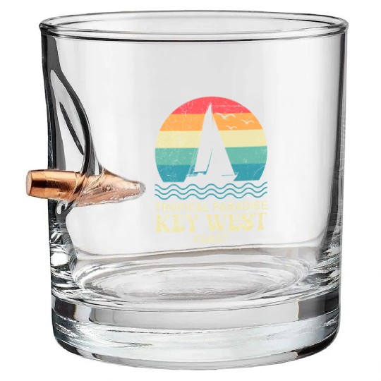 Florida TROPICAL PARADISE KEY-WEST COAST Bullet Whiskey Glasses