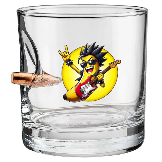 Cool Banana Playing Guitar Bullet Whiskey Glasses