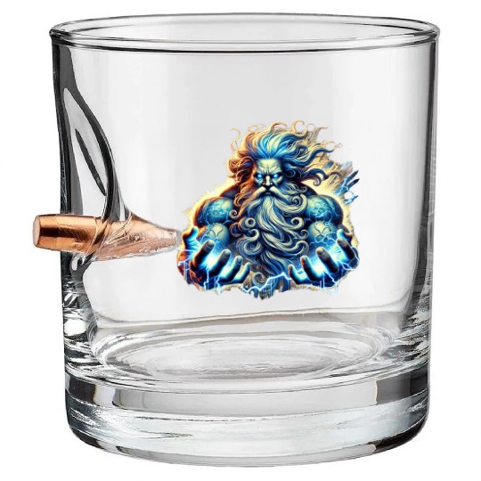 The Greek God Zeus with Lightning Bullet Whiskey Glasses