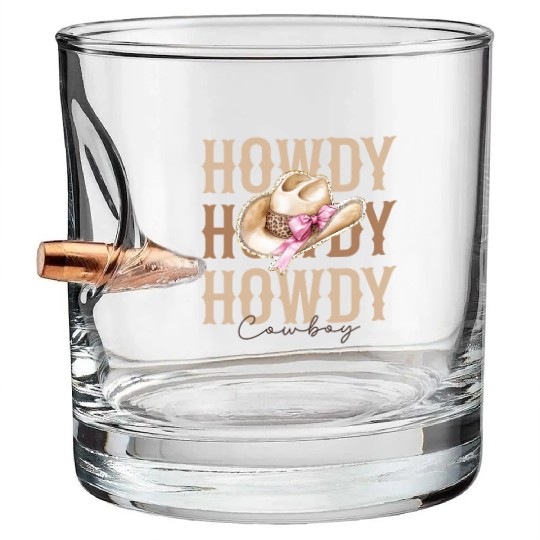 Howdy Cowboy hat Bullet Whiskey Glasses