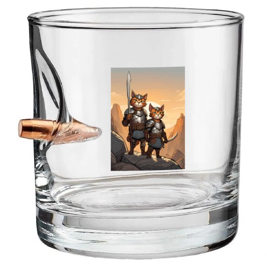 Cat painting red black cat Bullet Whiskey Glasses