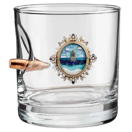 Lighthouse Mosaic Brooch Gemstone Embellishmes Bullet Whiskey Glasses