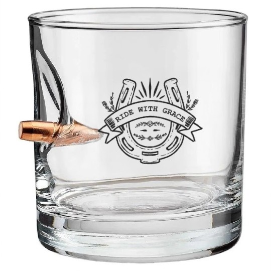 Ride with Grace – Horseshoe Equestrian Charm Bullet Whiskey Glasses