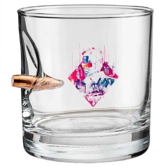 Retro Car Man Vaporwave City Synthwave 90s Bullet Whiskey Glasses