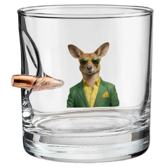 Green and Gold Kangaroo 7 Bullet Whiskey Glasses