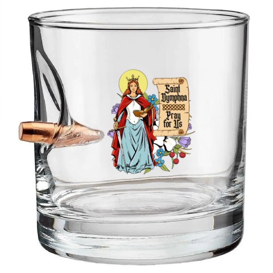 St. Dymphna Purity Lily Patron Saint Mental Health Bullet Whiskey Glasses