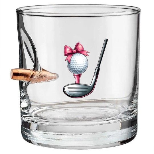 Coquette Bow Golf Ball Club Mothers Day Pink Bullet Whiskey Glasses