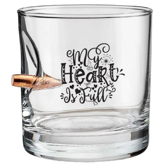 My Heart Is Full – Hand-Lettered Valentine Design Bullet Whiskey Glasses
