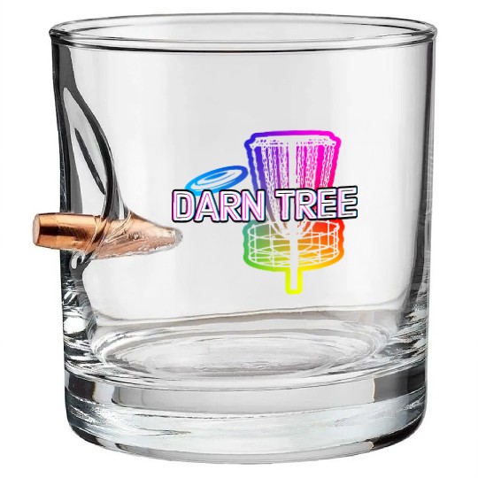 Darn Tree Disc Golf Funny Golfer Humor Outdoor Bullet Whiskey Glasses