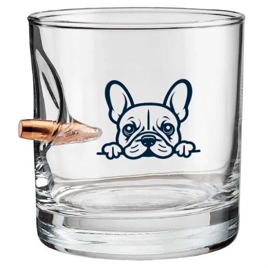 French Bulldog Frenchie Sweet Face Blue Bullet Whiskey Glasses