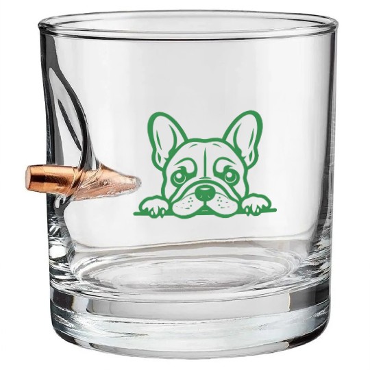 French Bulldog Frenchie Sweet Face Green Bullet Whiskey Glasses
