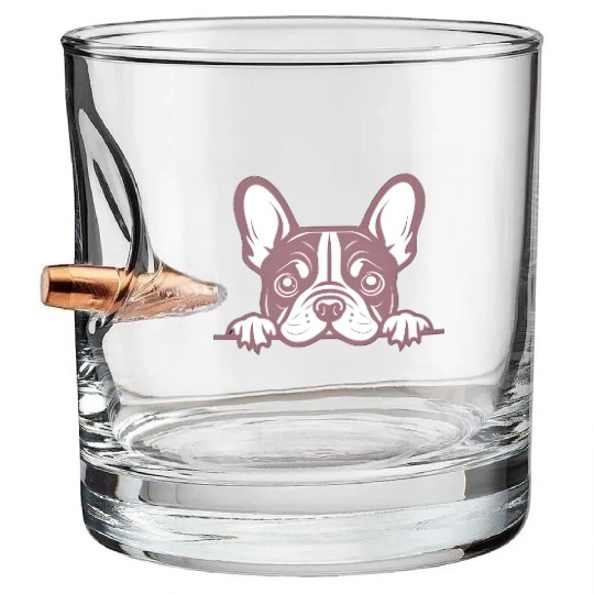 French Bulldog Frenchie Sweet Face Pink Bullet Whiskey Glasses