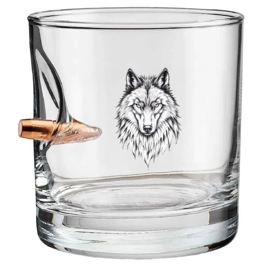 Wolf Face: Majestic and Wild Bullet Whiskey Glasses