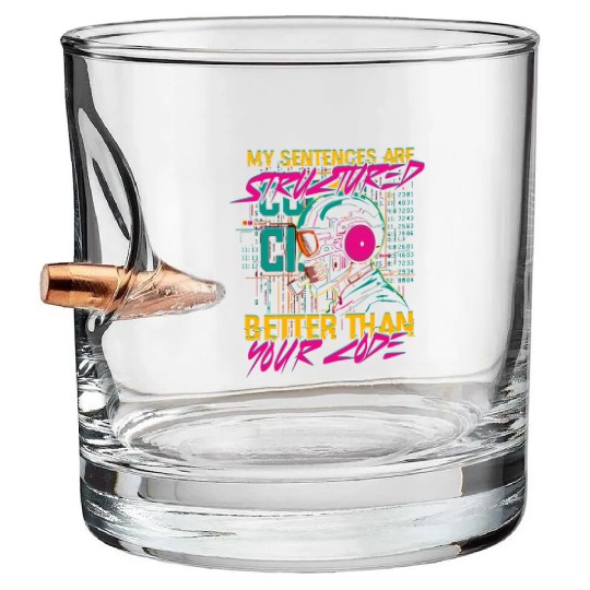 Computer Linguist Bullet Whiskey Glasses