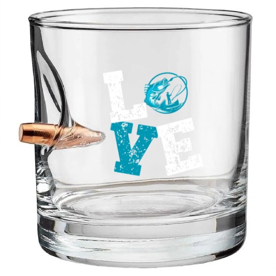 i love fishing outdoor fishing design bass walleye Bullet Whiskey Glasses