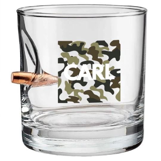 Carl Name Bullet Whiskey Glasses for Men Good Quality Camouflage