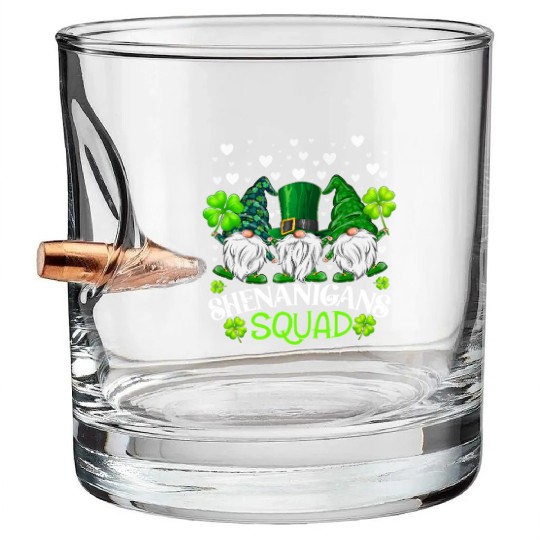 Shenanigans Squad St Patricks Day Gnomes Irish Bullet Whiskey Glasses
